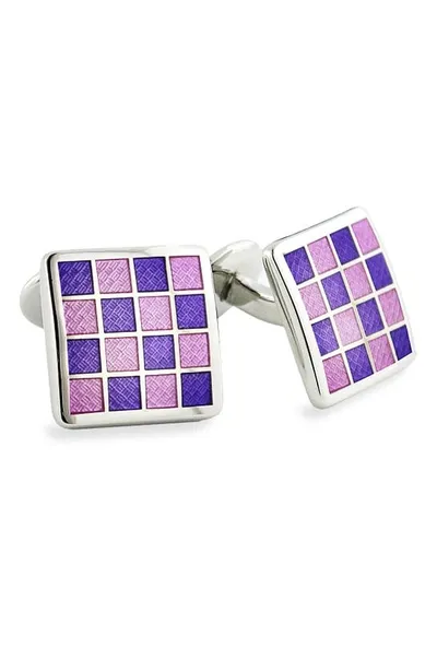 David Donahue Enamel Check Cuff Links In Purple