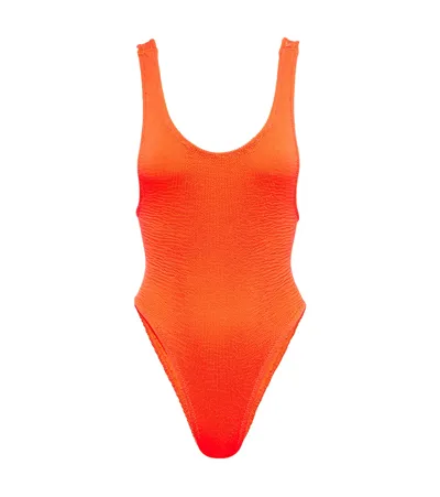 Reina Olga Ruby Textured Scoop-neck Swimsuit In Orange