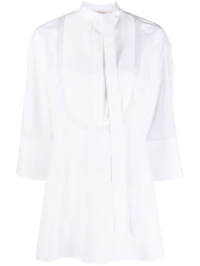 Valentino Side Neck Tie Fastening Blouse In White