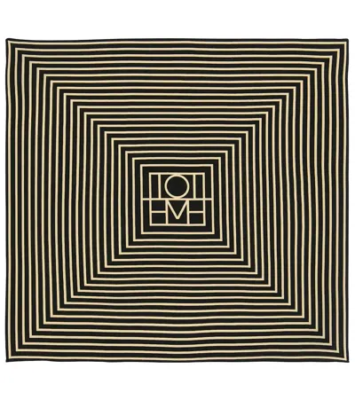 Totême Logo Silk Scarf In Black And White