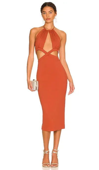 Camila Coelho Rida Midi Dress In Rust