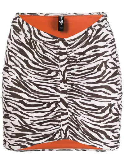 Reina Olga Geraldina Zebra-print Ruched Skirt In Black&white