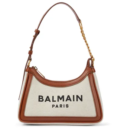 Balmain B-army Canvas And Leather Shoulder Bag In Brown