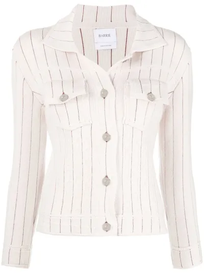 Barrie Striped Uniform Denim Jacket In Neutrals