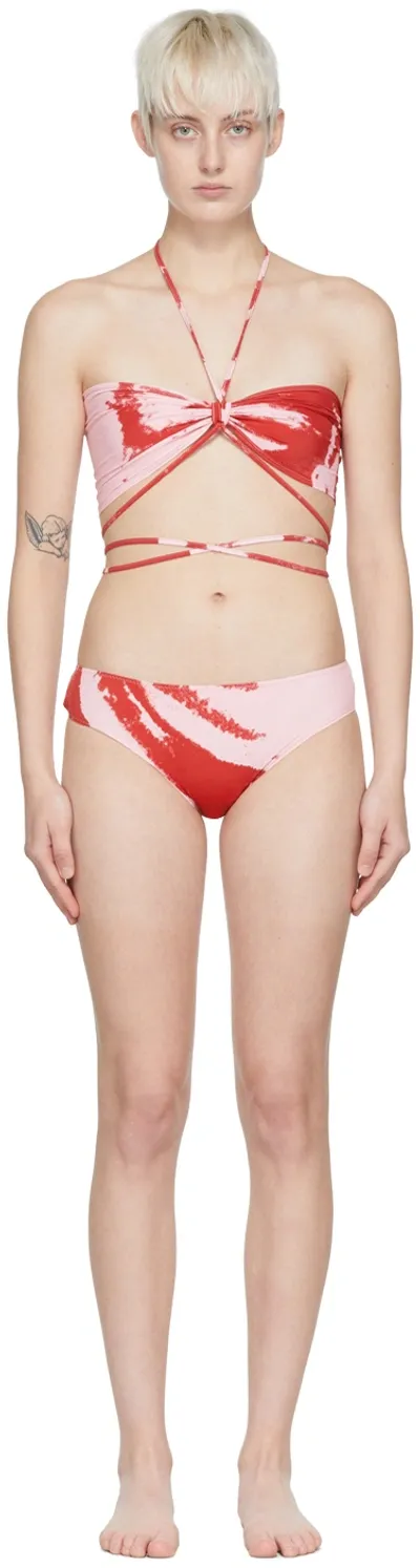 Ioannes Red Polyester Bikini In Red Pink