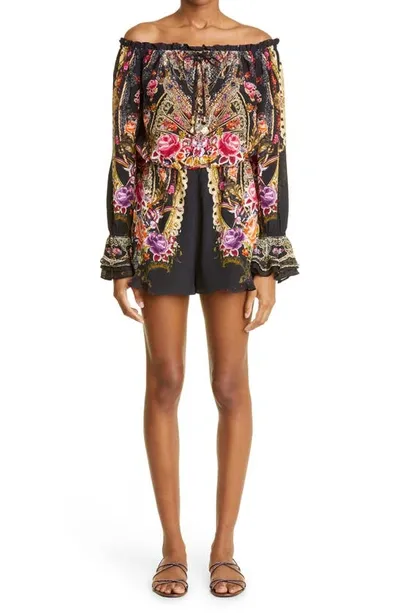 Camilla Dance With Duende Floral Print Strapless Silk Romper