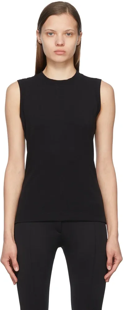 Caes Black Cotton Tank Top