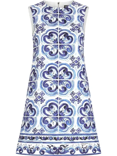 Dolce & Gabbana Majolica-print Shift Mini Dress In Multicolor