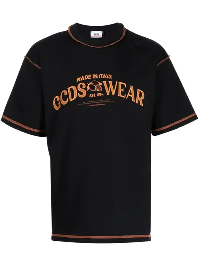 Gcds Inside-out Logo T-shirt In Black