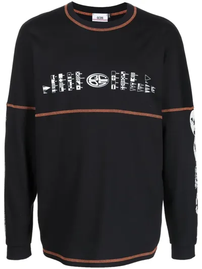 Gcds Universal Flag Long-sleeve T-shirt In Black