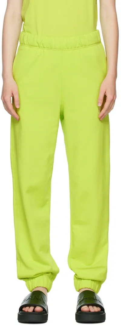 Ganni Green Cotton Lounge Pants In 853 Lime Popsicle