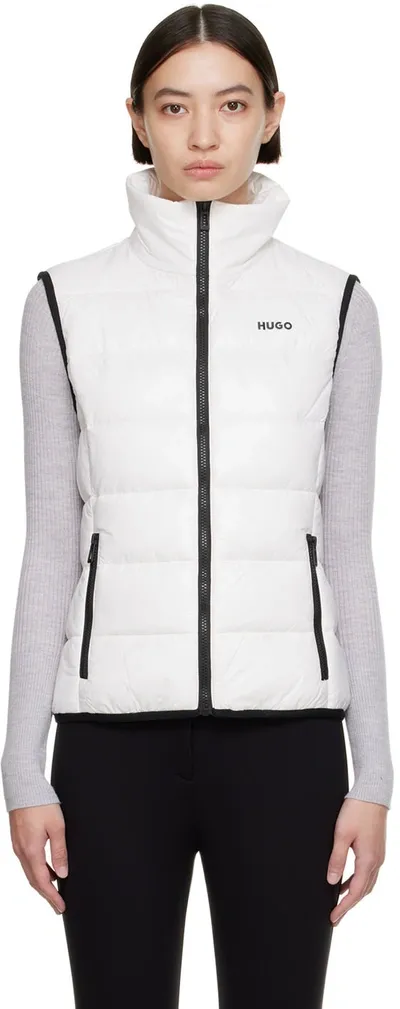 Hugo White Recycled Nylon Vest In 102 Natural