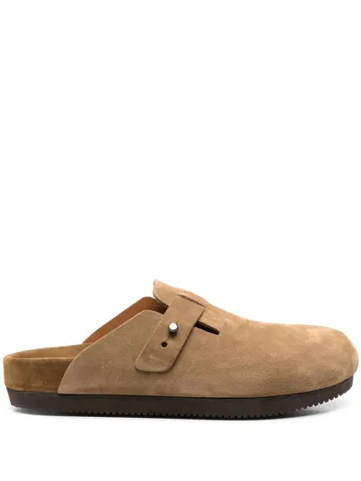 Buttero Suede Slip-on Sandals In Neutrals