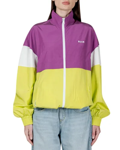 Msgm Colour-block Bomber Jacket In Purple