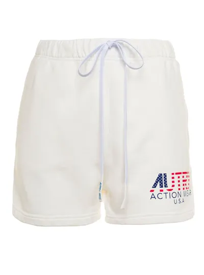 Autry Logo Print Drawstring Track Shorts In White