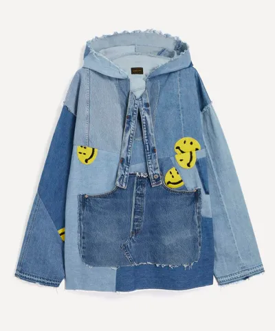 Kapital Baja Denim Deconstructed Patchwork Jacket In Blue