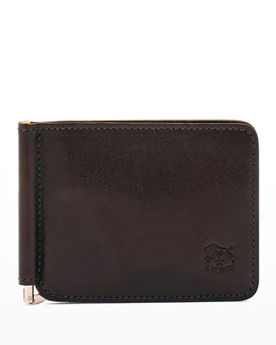 Il Bisonte Men's Leather Bifold Wallet W/ Money Clip In Vintage Darkbrown