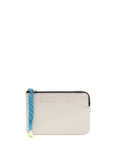 Bimba Y Lola Debossed-logo Pebble-leather Wallet In Nude