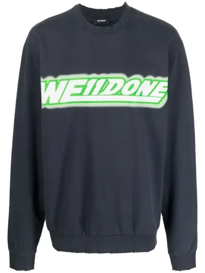 We11 Done Logo-print Detail Sweatshirt In Blue