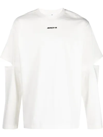 Ader Error Cut-out Long-sleeved T-shirt In White