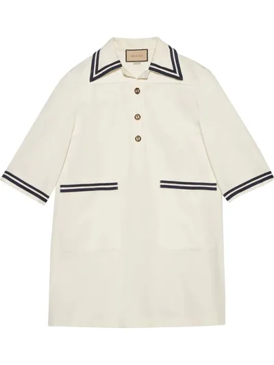 Gucci Stripe-trim Cotton Shirt Dress In White