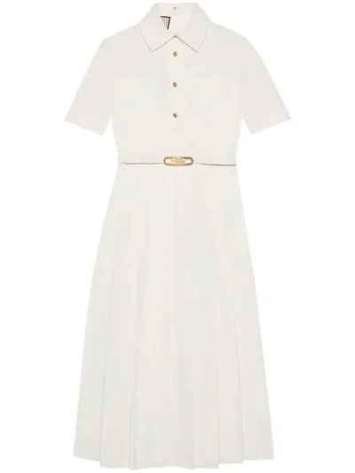 Gucci Cotton Poplin Long Dress In Bianco