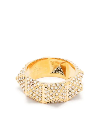 Valentino Garavani Crystal-embellished Rockstud Ring In Gold