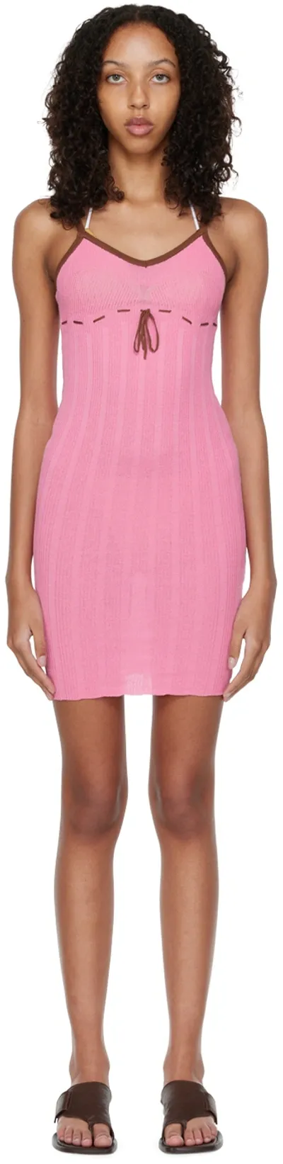 Gimaguas Illetes Pink Fine-knit Mini Dress