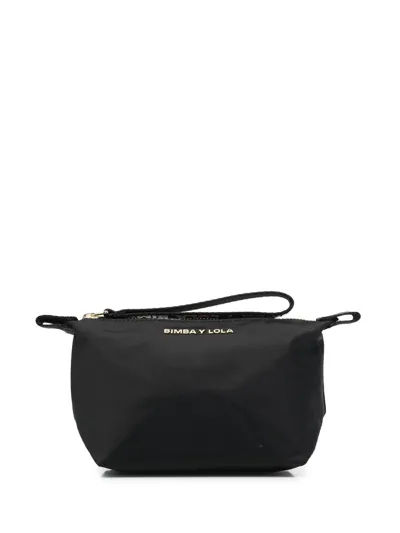 Bimba Y Lola Logo-plaque Make Up Bag In Black