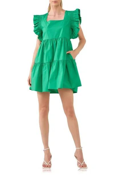 English Factory Cotton Minidress In Green