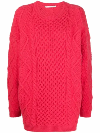 Stella Mccartney Aran Crew Neck Jumper In Red