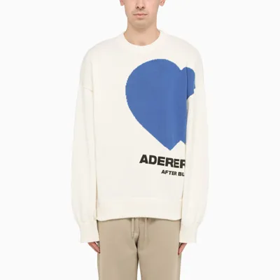 Ader Error Ivory-coloured Sweater With Twin Heart Embroidery In White