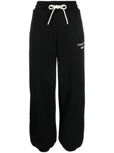 Msgm Fantastic Green Organic Cotton Track Pants In Black