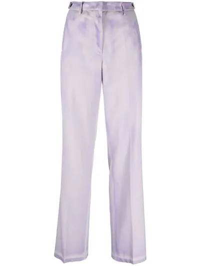 Msgm Bleached High-waisted Trousers In Purple