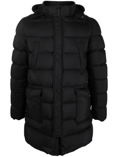 Herno Hooded Goose-down Padded Coat In Black