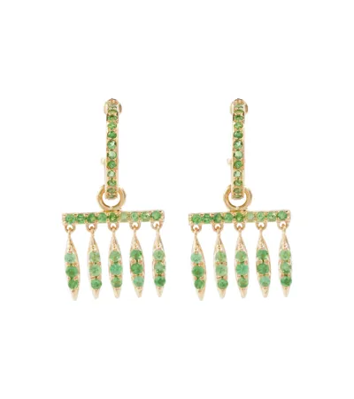 Ileana Makri 18kt Gold Earrings With Tsavorites In 18k Yellow Gold