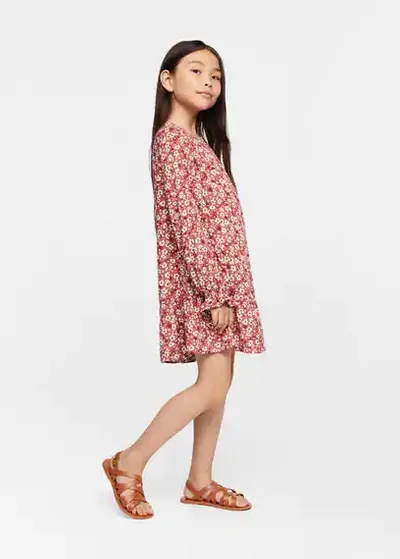 Mango Kids' Floral Print Dress Pink