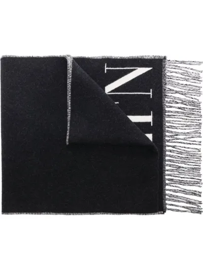 Valentino Vltn Virgin Wool And Cashmere Scarf In Black White