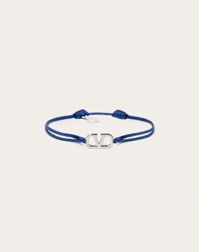 Valentino Garavani Vlogo Signature Cotton Bracelet In Blue