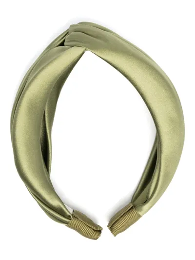 Jennifer Behr Twist Satin Headband In Grün