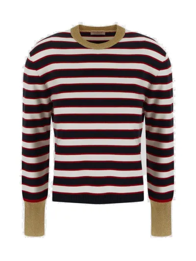 Valentino Striped Cotton Jumper In Multi