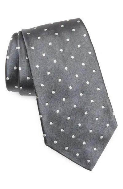 Ralph Lauren Purple Label Grey Polka Dot Silk Tie In Dark Grey