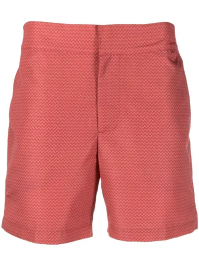 Frescobol Carioca Zig-zag Print Swim Shorts In Orange