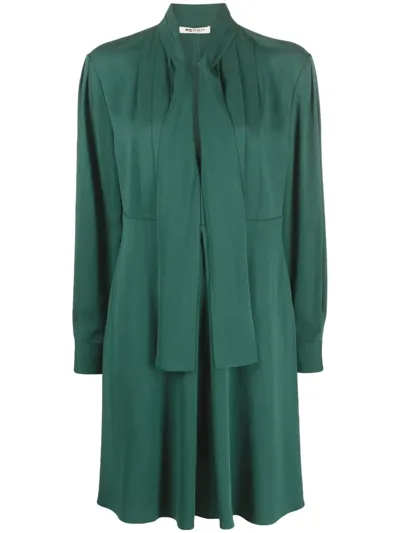 Ports 1961 Tie-neck Satin Dress In Green