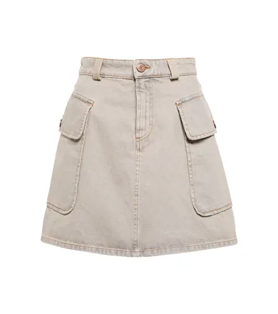 See By Chloé A-line Denim Mini Skirt In Green