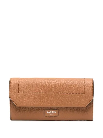 Lancel Pebbled-leather Purse In Brown