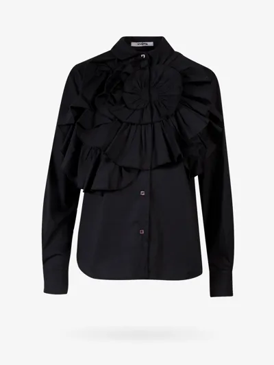 Vivetta Ruffled Long-sleeve Shirt In Black