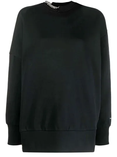 Stella Mccartney Falabella Chain Detail Cotton Sweatshirt In Black