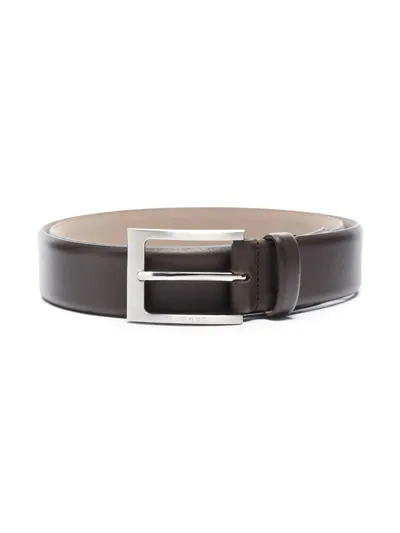 Hugo Boss Engraved Logo Buckle Belt In Brown