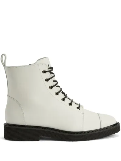 Giuseppe Zanotti Thora Lace-up Cargo Boots In White